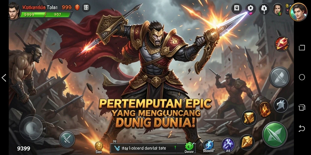 Tangkapan layar menampilkan pertarungan epik dalam 9399.