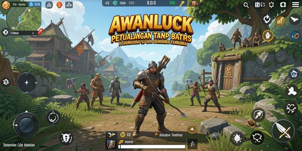Tangkapan layar dari gameplay <strong>AWANLUCK</strong> yang menunjukkan lingkungan Open World yang indah.