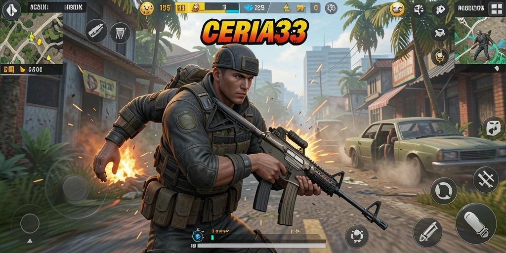 Tampilan aksi mendebarkan dalam gameplay CERIA33.
