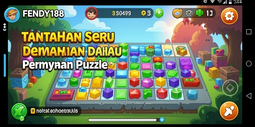 Screenshot menampilkan level menantang dalam FENDY188 dengan grafis cerah.