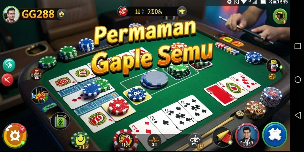 Screenshot GG288 menampilkan gameplay Gaple yang seru dan mudah diakses.