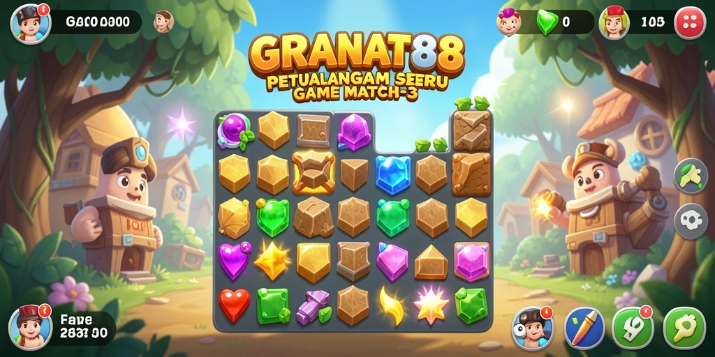 Tampilan gameplay seru dalam permainan Match-3 yang mengasyikkan.