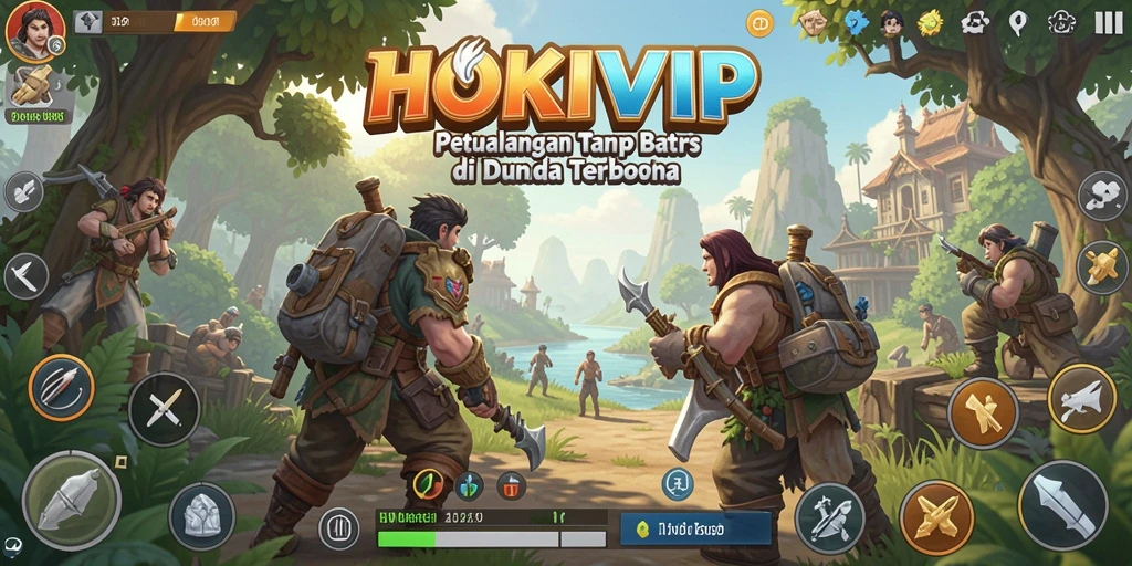 Screenshot gameplay HOKIVIP menunjukkan pemandangan dunia terbuka yang menakjubkan.