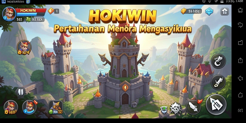 Tangkapan layar HOKIWIN menampilkan strategi menara pertahanan yang mendebarkan.