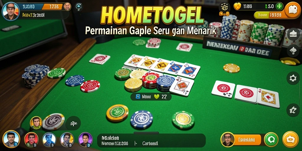 Tampilan gameplay HOMETOGEL menampilkan serunya bermain Gaple.