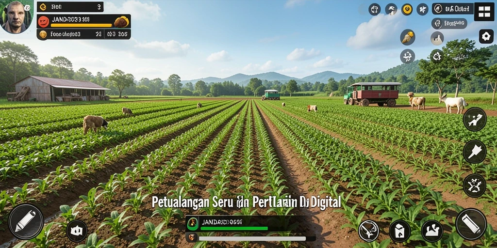 Screenshot gameplay JANDA303 yang menunjukkan aktivitas bertani seru.