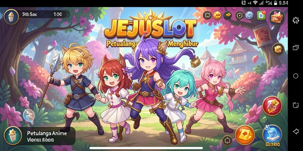 Tampilan gameplay JEJUSLOT dengan karakter Anime yang beraksi.