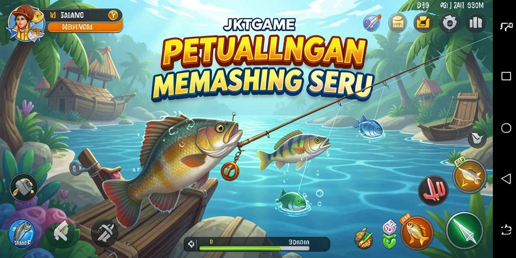Tangkapan ikan di danau yang tenang dalam JKTGAME.