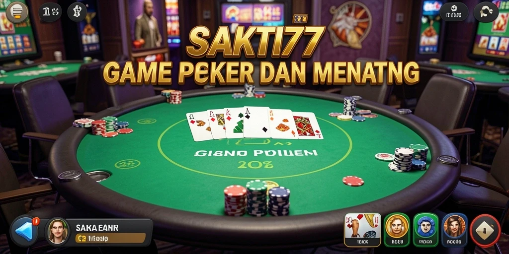 Screenshot SAKTI77 menampilkan antarmuka permainan Poker yang menarik.