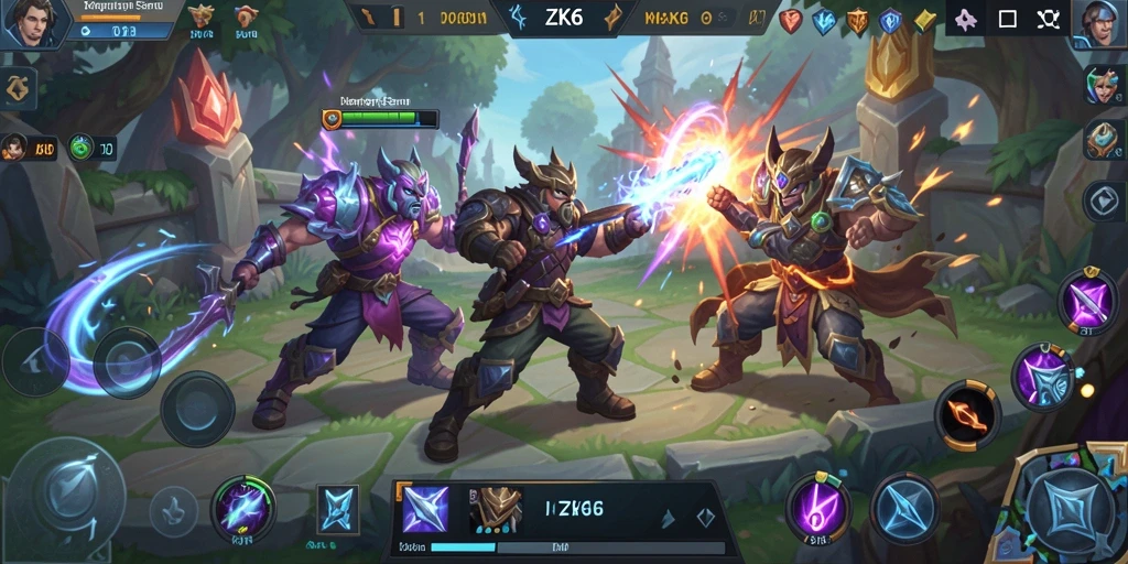 Tangkapan layar menampilkan aksi seru dalam permainan MOBA ZK6.